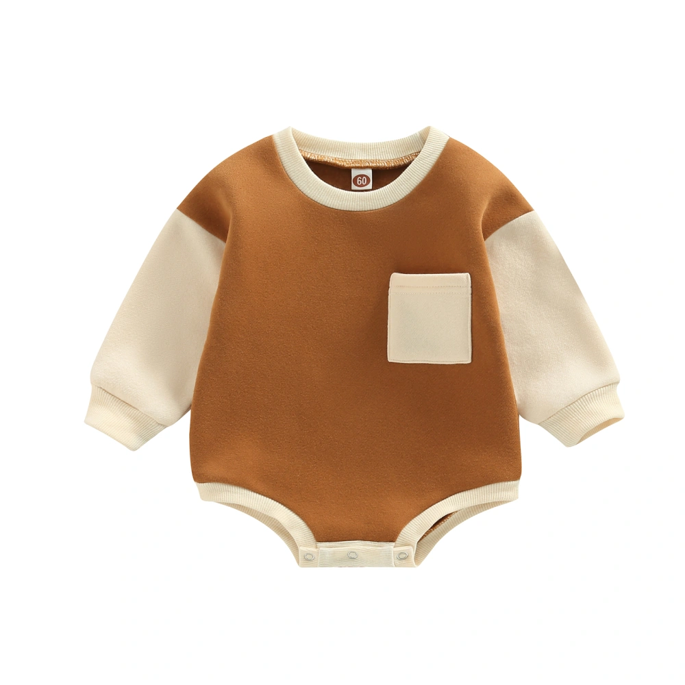 Baby Girls Boys Autumn Long Sleeve O Neck Contrast Color Playsuit