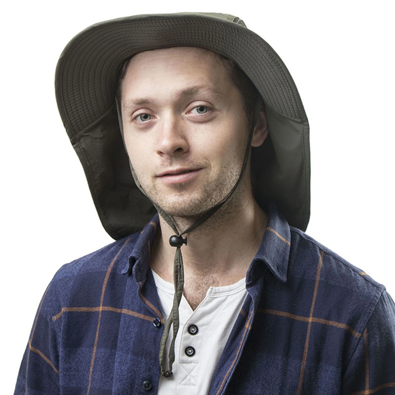 Sun Hat with Neck Flap, Wide Brim, Adjustable Chin Strap Tool