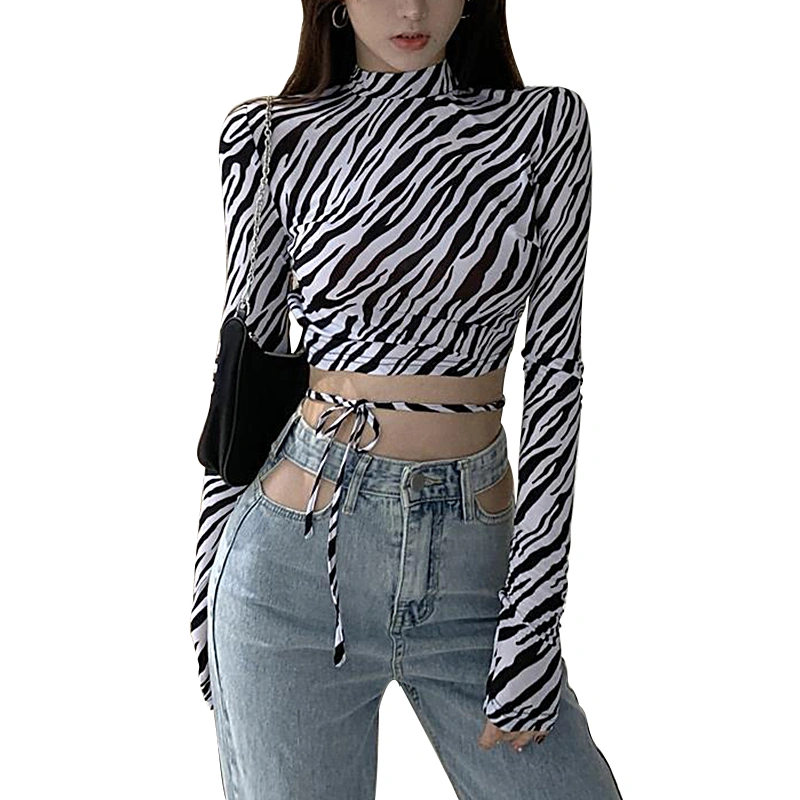 Women Close-fitting Backless Pullover, High Neck Long Sleeve Tops