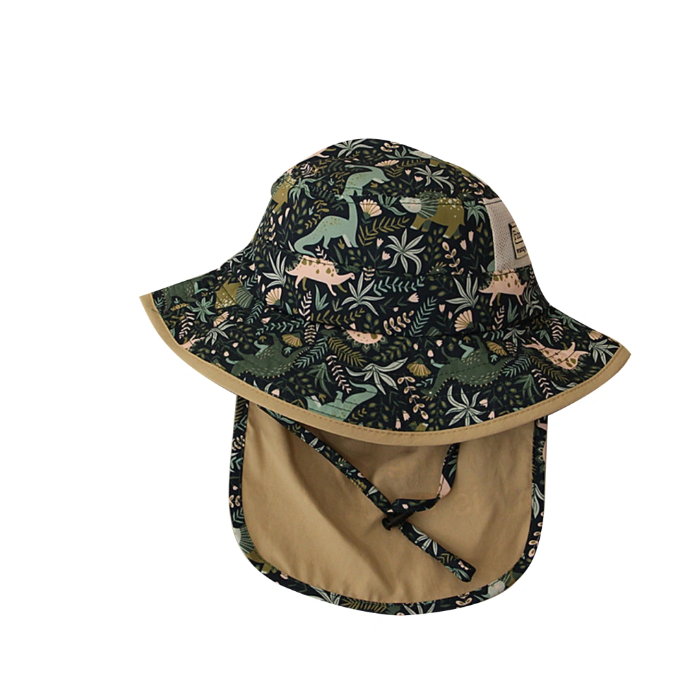 Children Fisherman Hat with Neck Flap Ice Cream Animal Print Cap