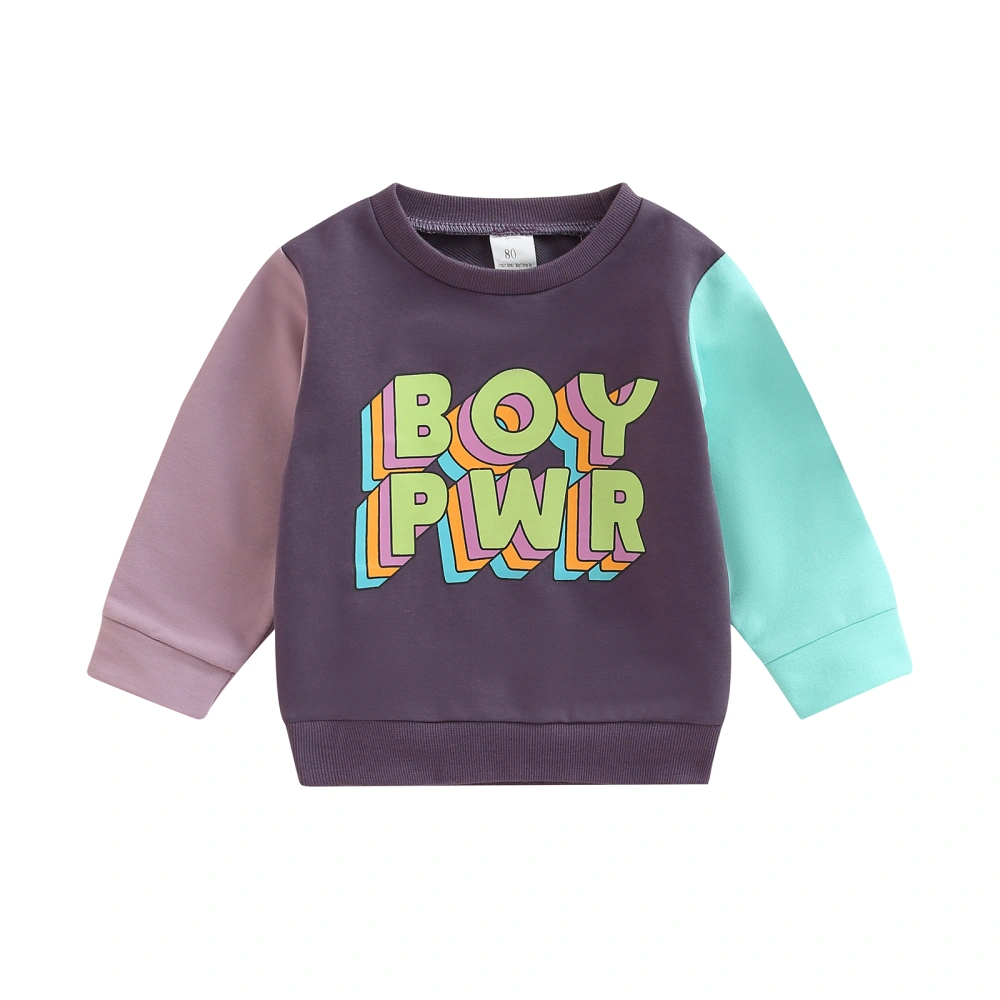 Toddler Letter Pullovers, Long Sleeve Contrast Color Loose Sweatshirts