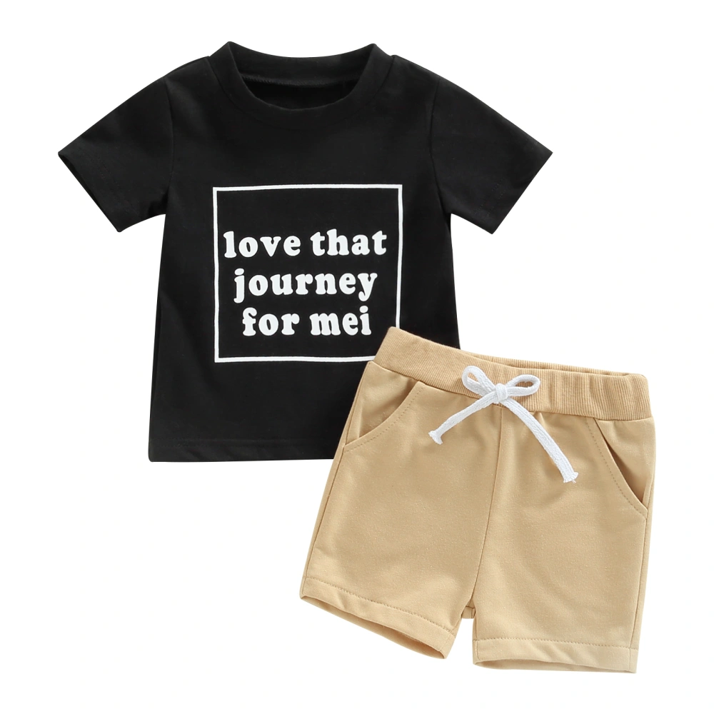 Baby Boys Summer Outfits Letter Print Short Sleeve T-shirt and Shorts 