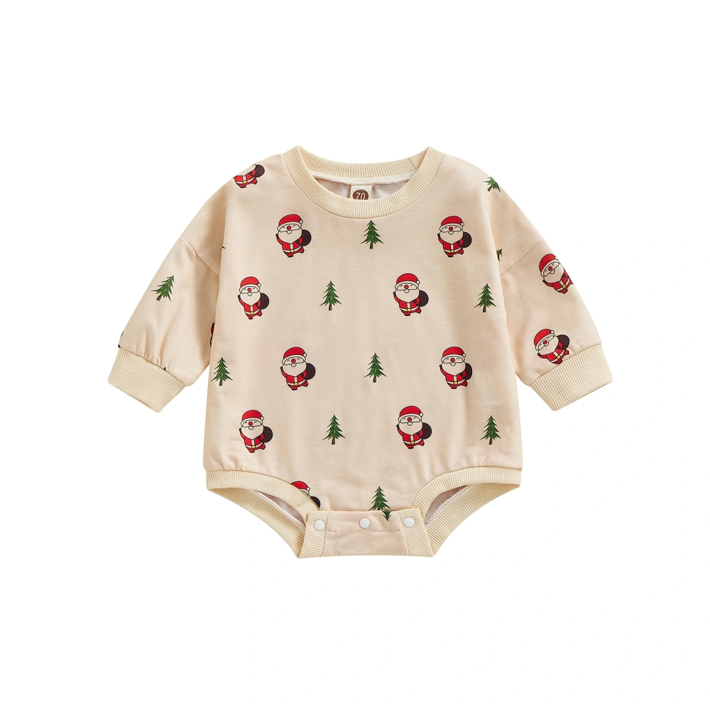 Infant Baby Christmas Jumpsuit, Santa Claus Print Long Sleeve Romper