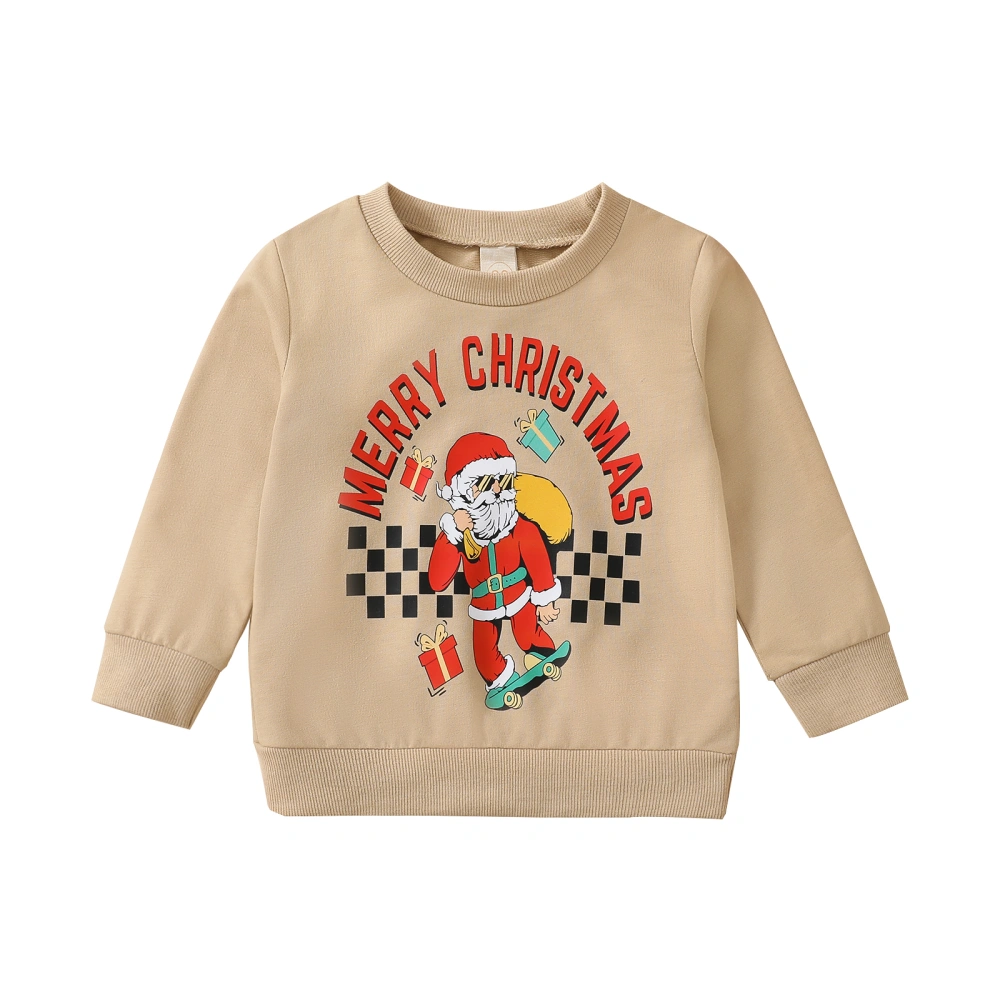 Girls Boys Christmas Sweatshirt Santa Claus Letters Print Pullover