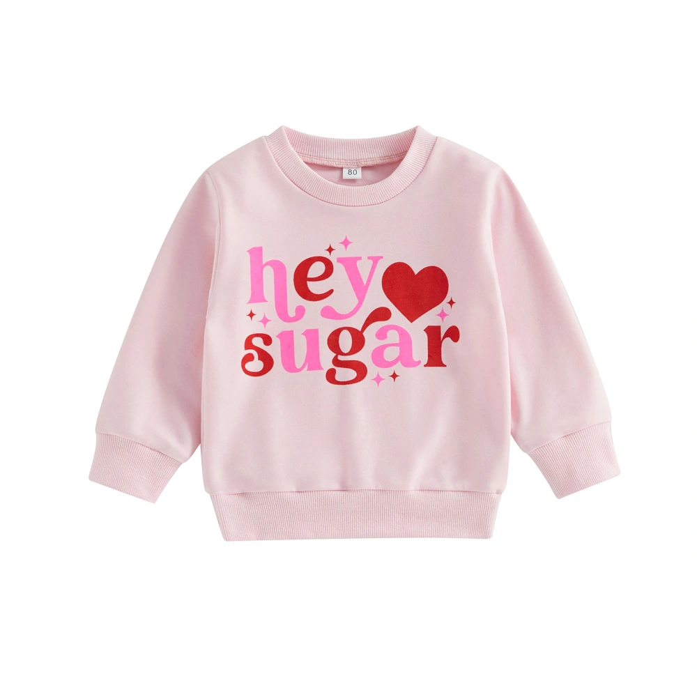 Toddler Girl Valentine’s Day Sweatshirt, Long Sleeve Heart Print Tops