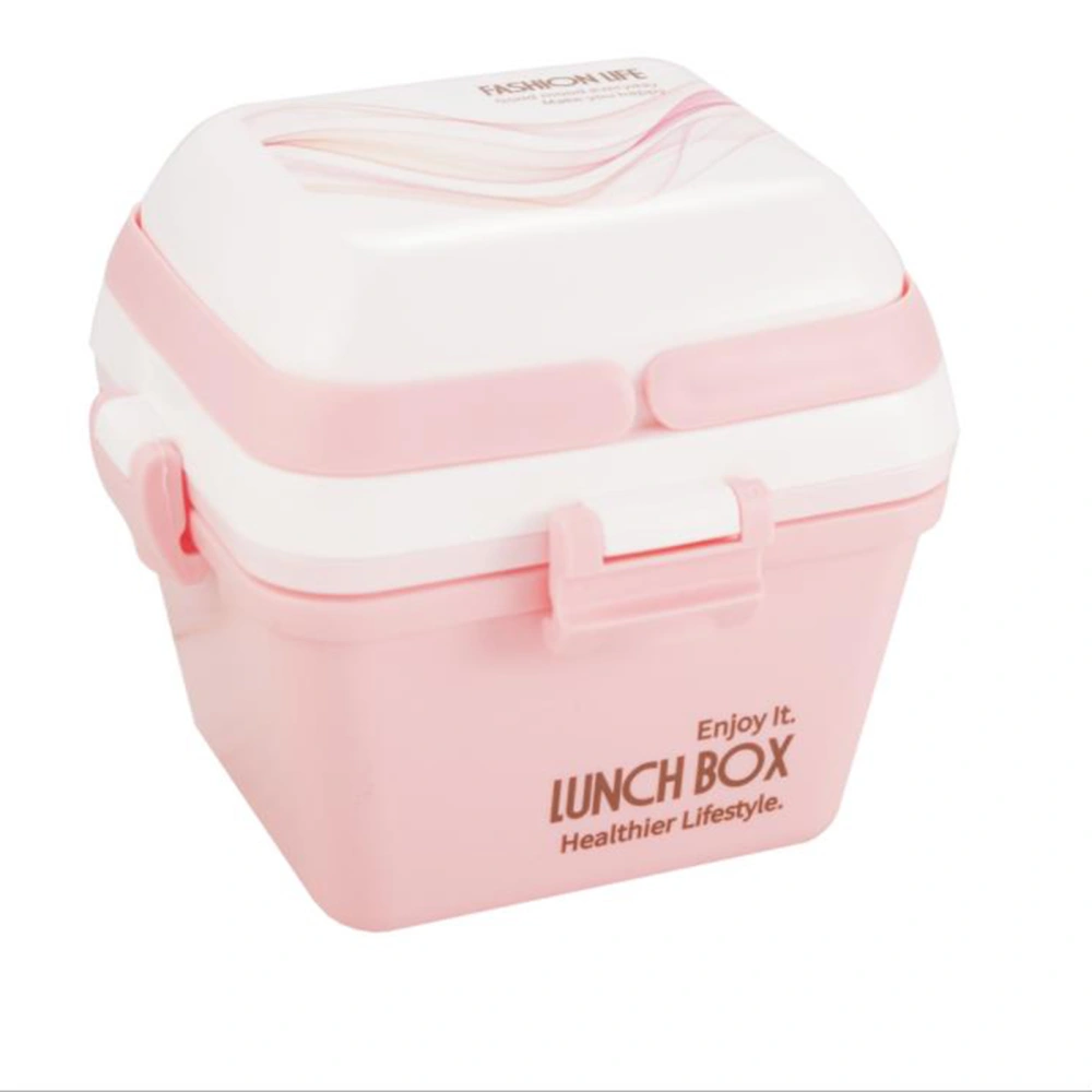 Storage Lunch Box with Hidden Handle, Four-sided Buckle Separation