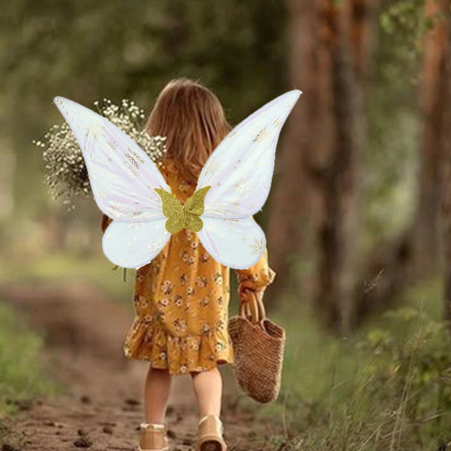 Fairy Wing Costume, Snowflake Print Wing for Girls Halloween Dress Up