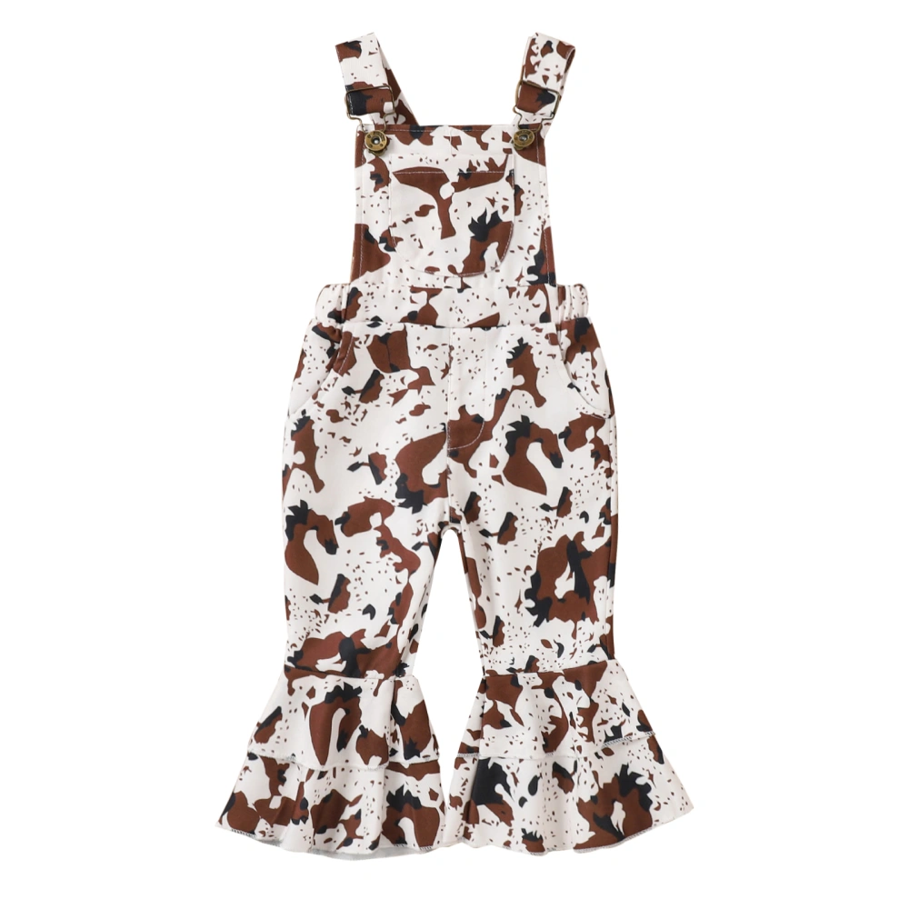 Toddler Girls Summer Sleeveless Cow Print Suspender Flared Pants