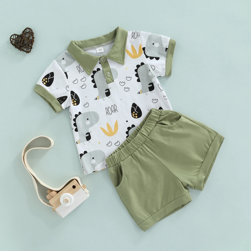 Toddler Boys Suit, Dinosaur Short Sleeve Tops+Solid Short Pants