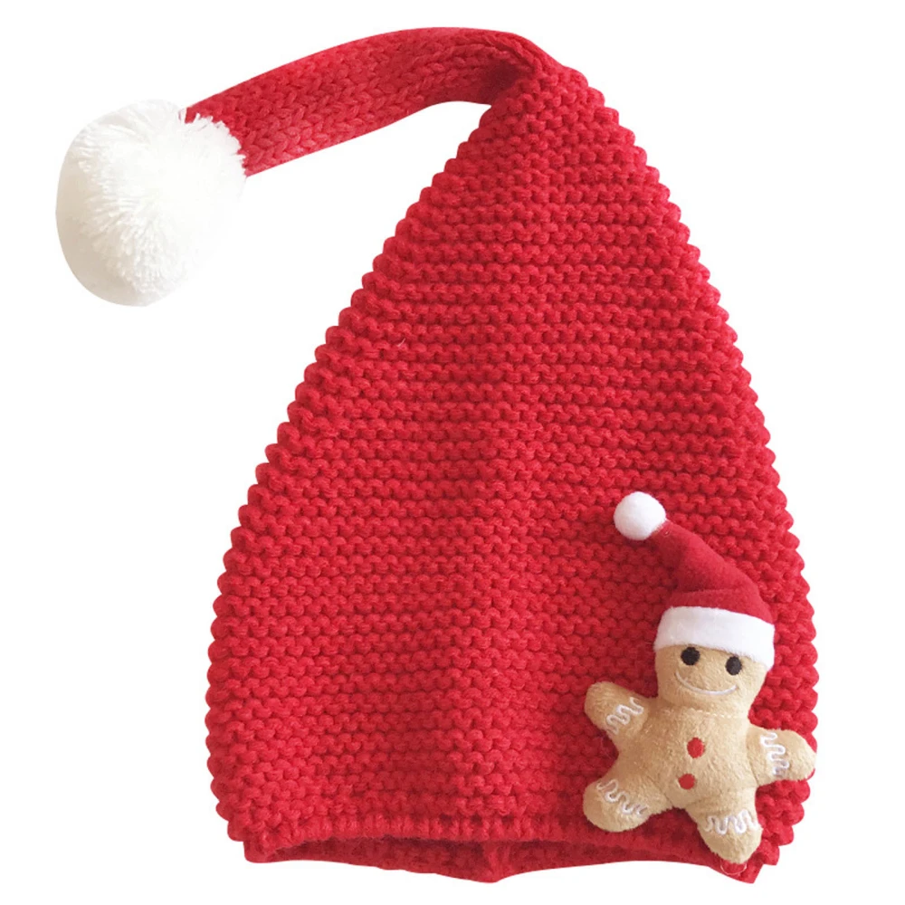 Kid Knitting Christmas Hat, Plush Ball Cartoon Holiday Cap, 2-6 Years