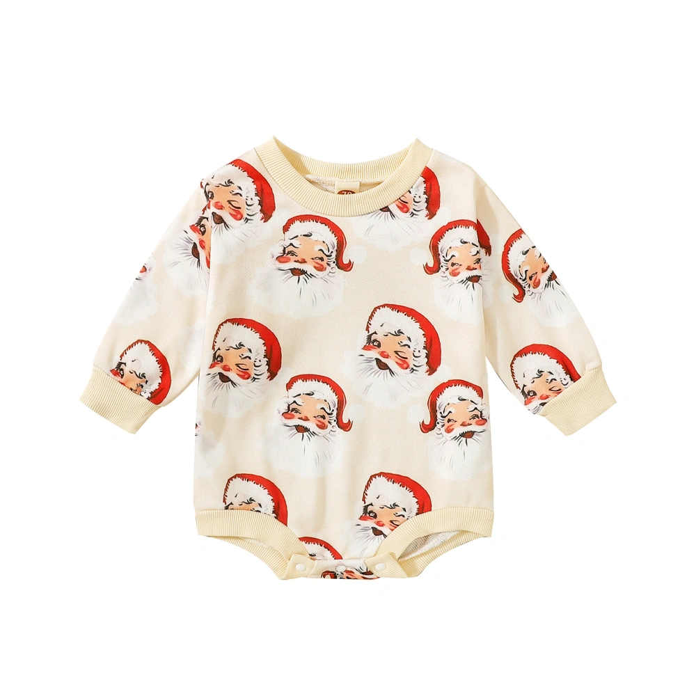 Infant Baby Christmas Jumpsuit, Santa Claus Print Long Sleeve Romper