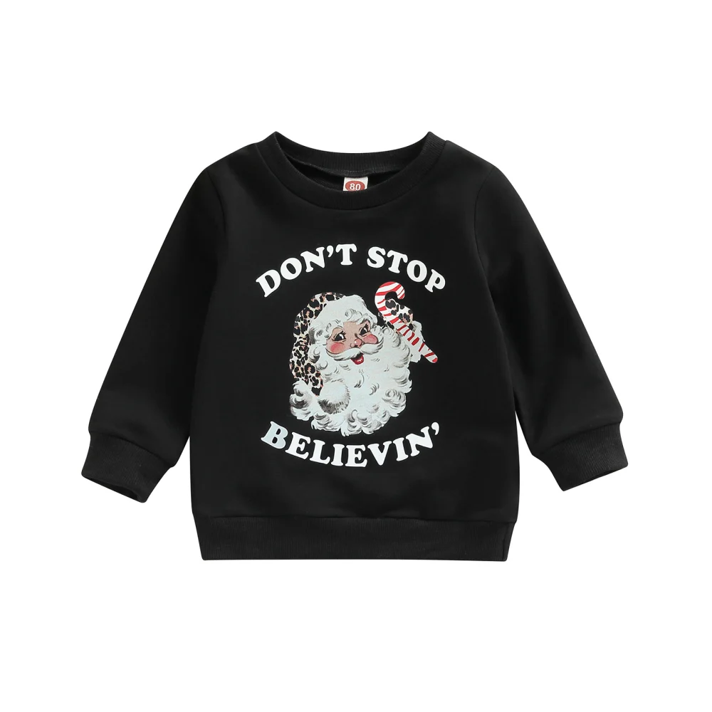 Baby Christmas Sweatshirt, Long Sleeve Santa Letter Print Pullover