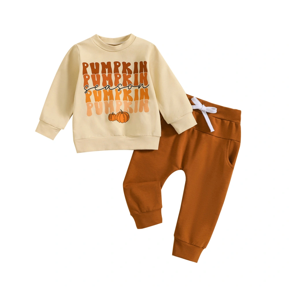 Infant Baby Boy Letter&Pumpkin Print Long Sleeve Sweatshirt Tops Pants