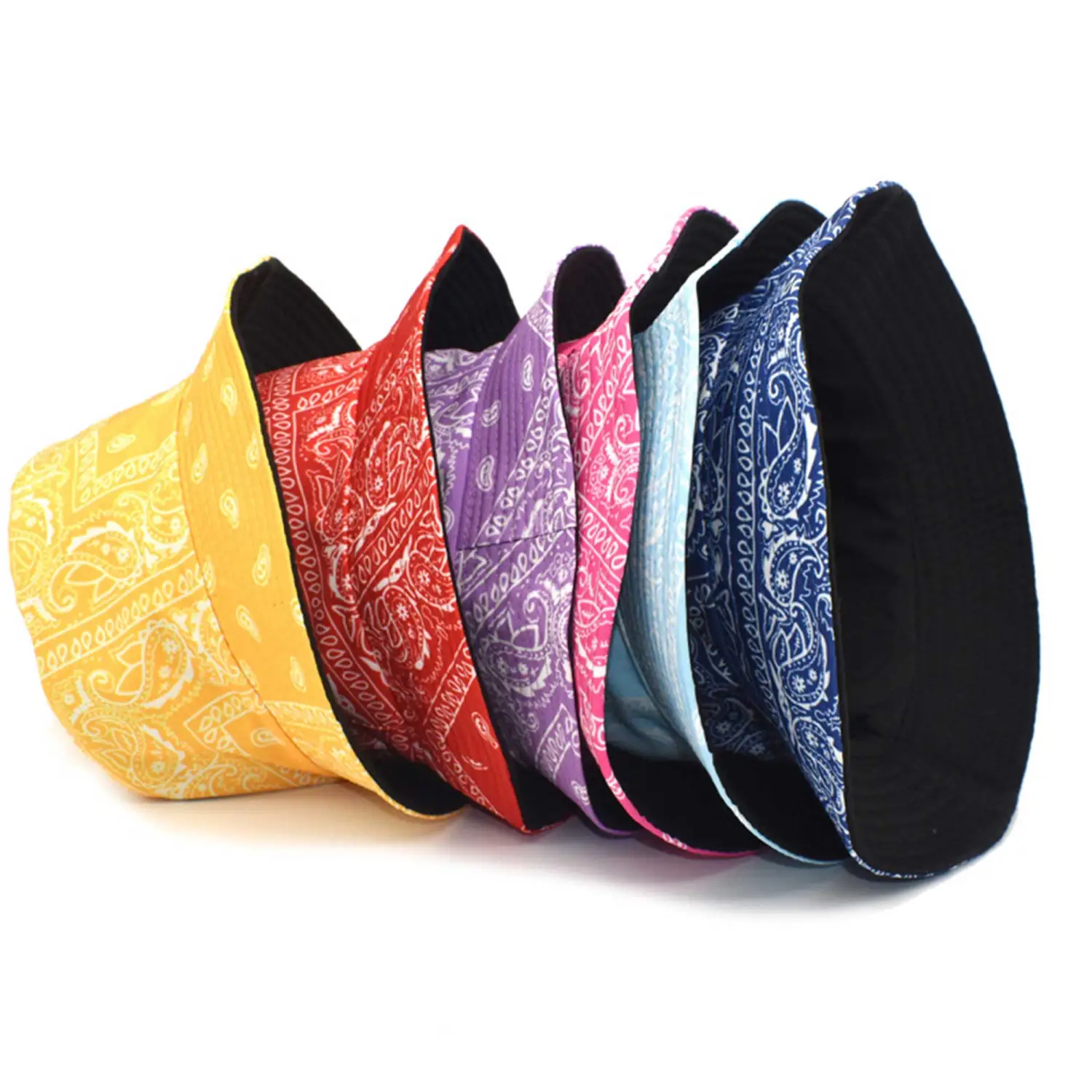Women Men Paisley Bucket Hats, Reversible Wide Brim Fisherman Caps