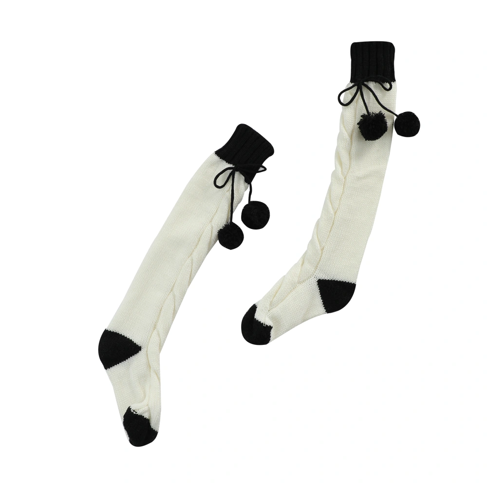 Women Contrast Color Stockings, Non-slip High Elastic Knee Socks