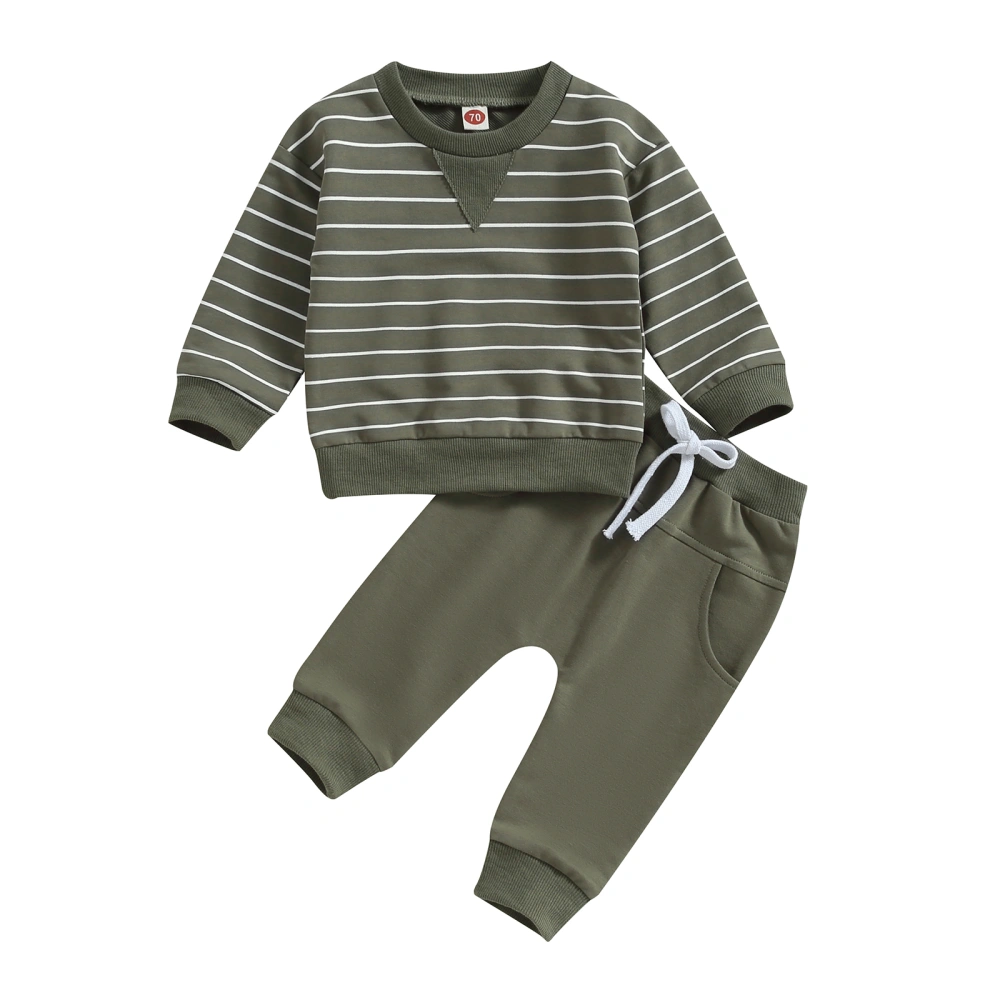 Infant Baby Boy Fall Clothes Stripe Print Long Sleeve Sweatshirt Pants