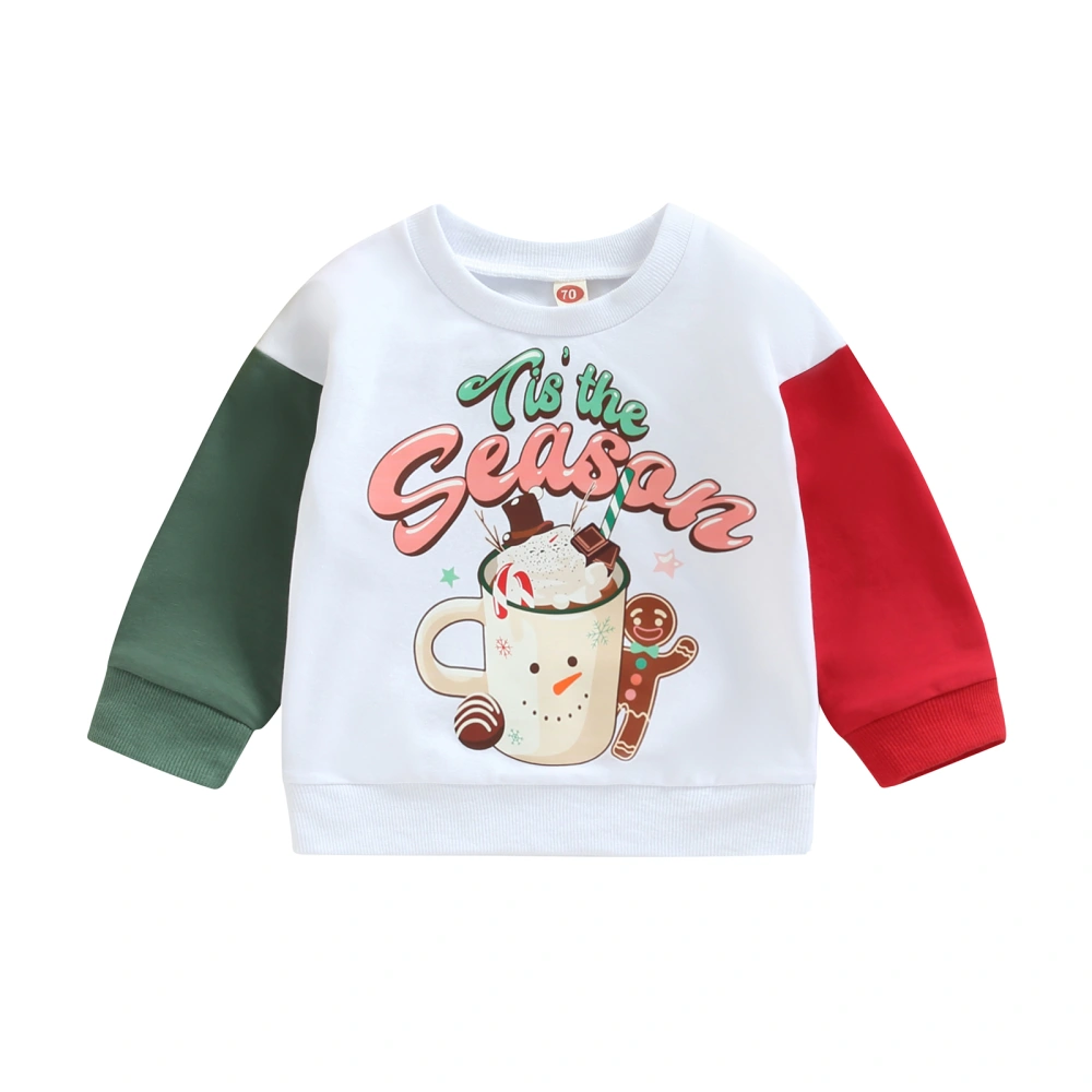 Girl Long-Sleeved Cartoon Cup Letter Print Round Neck Sweatshirt