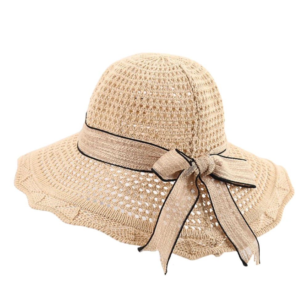 Ladies Fisherman Hat, Bow Decoration Outdoor Sun Protection Sunhat