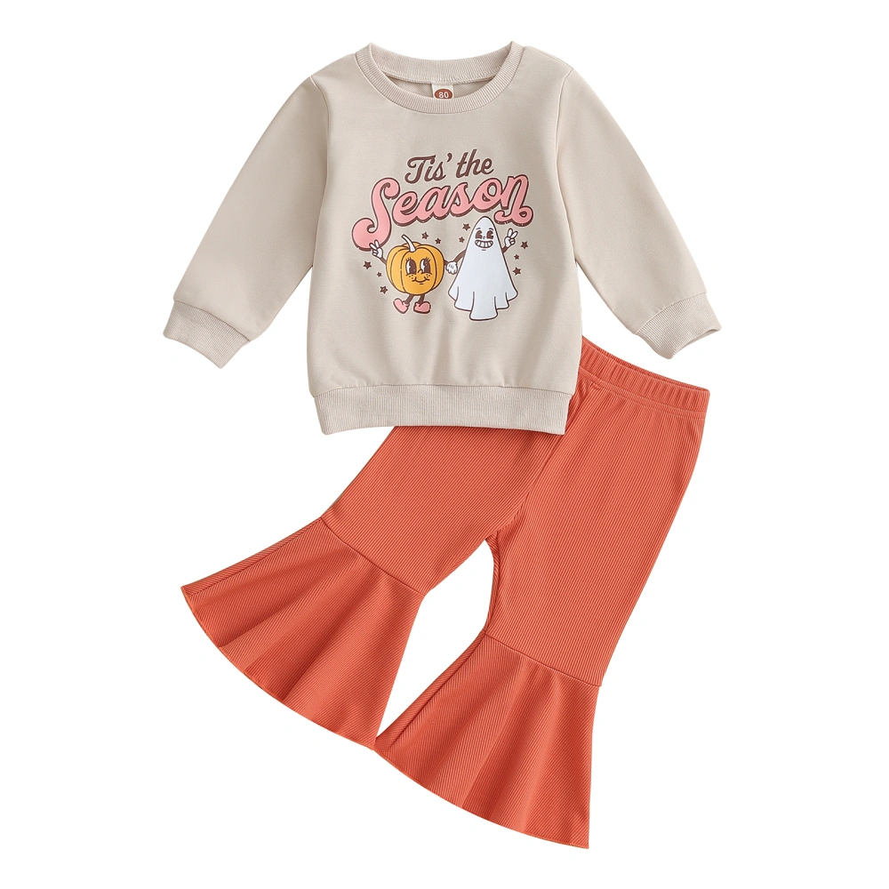 Baby Girl Halloween Outfits Cartoon Sweatshirt + Flare Pants Set