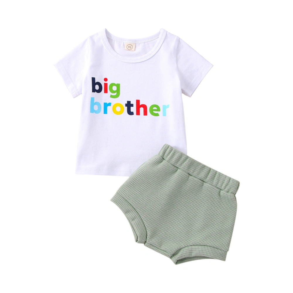 Kid Boy Short Sleeve Round Neck Letters Print Tops Summer Short Pants 