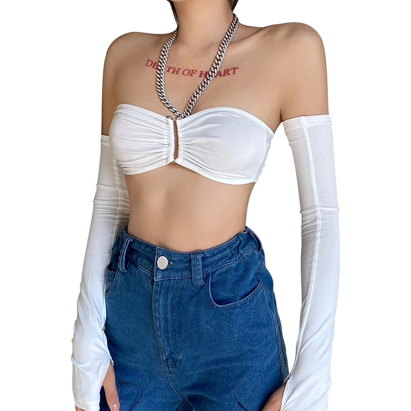 Ladies Midriff-baring Camisole, Strapless Chest Wrap Tops, Oversleeve