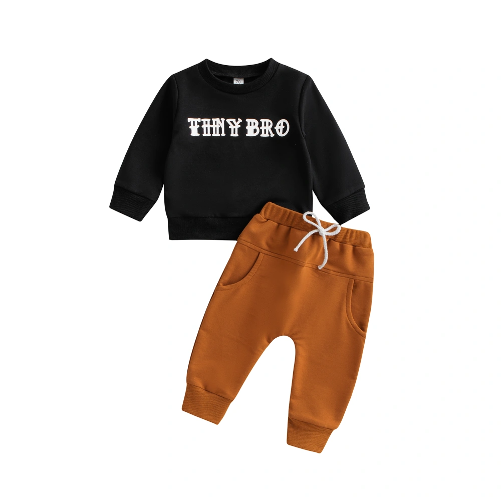 Toddler Boy Long Sleeve Letter Print Sweatshirt + Solid Color Trousers