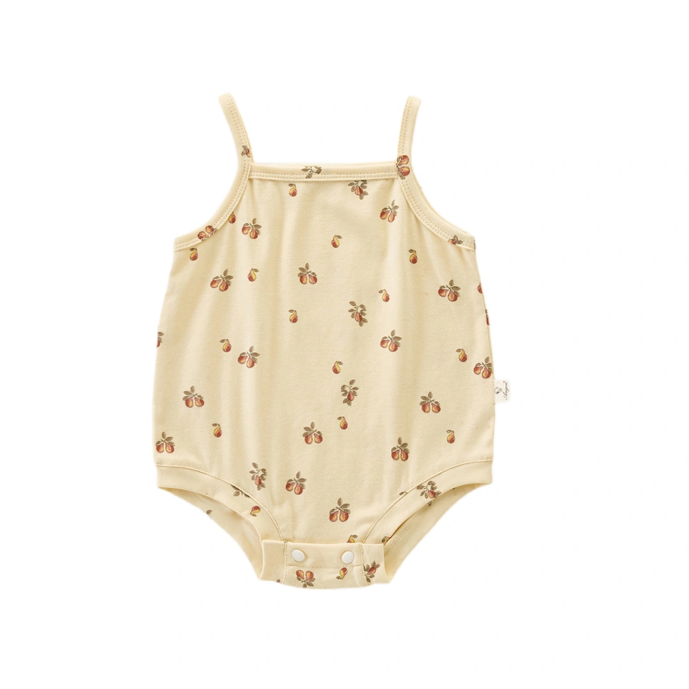 Baby Girl's Sling Romper, Olive/Lemon/Floral/Pear Print Bodysuit