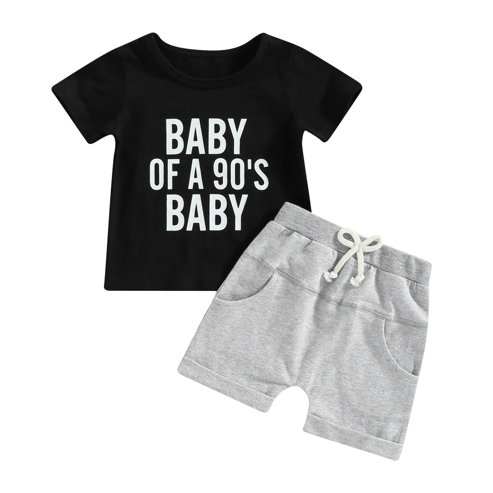 Baby Boys Shorts Set, Short Sleeve Letters Print T-shirt with Shorts