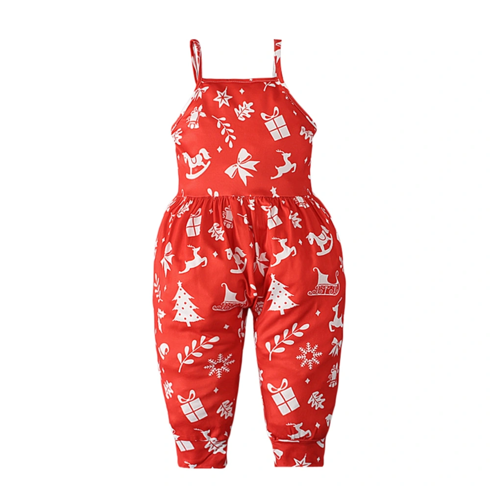 Girls Christmas Jumpsuit, Reindeer/Tree/Snowman/Present Print Romper