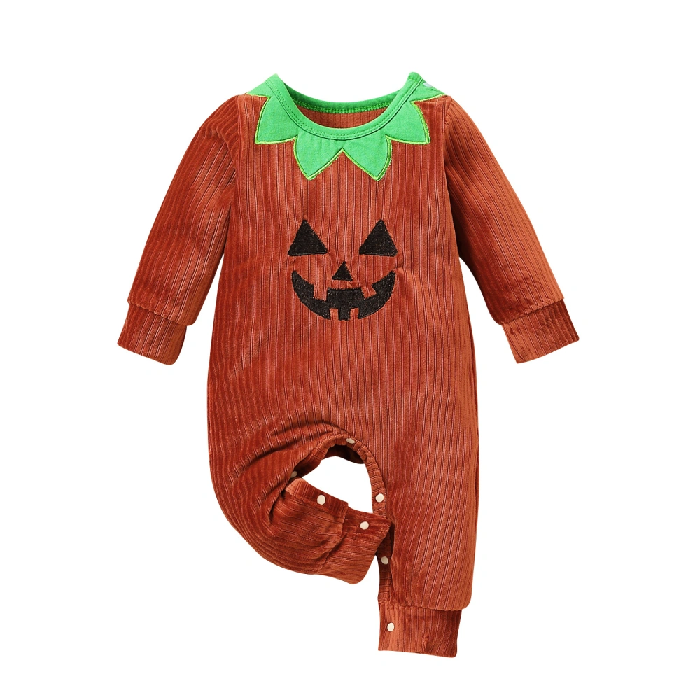 Baby Halloween Full Sleeve Jumpsuit, Crew Collar Stitching Bodysuit