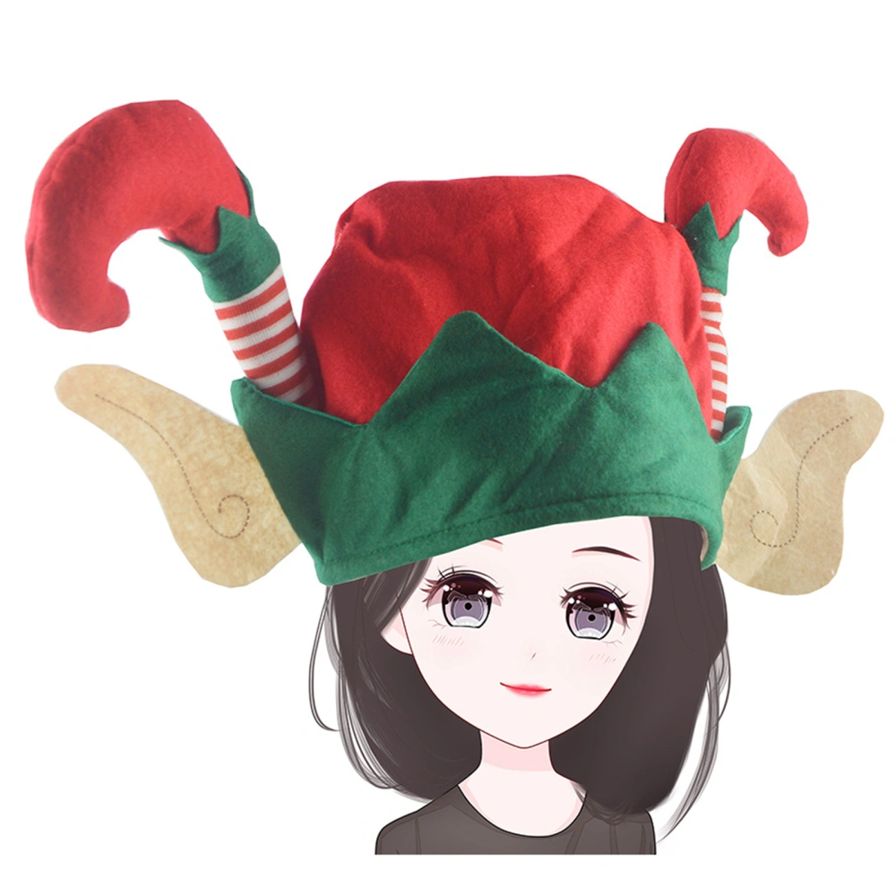 Christmas Hat, Adults Contrast Color Santa Hat with Striped Elf Leg