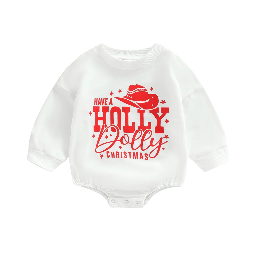 Baby Girls Jumpsuits Christmas Letter Printed Long Sleeves Romper 