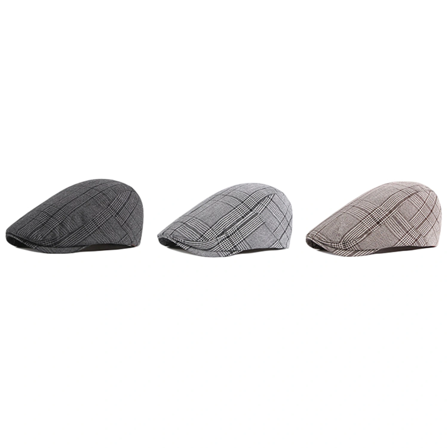 Retro Beret Hat for Women/Men, Classic Plaid Print Casual Newsboy Cap