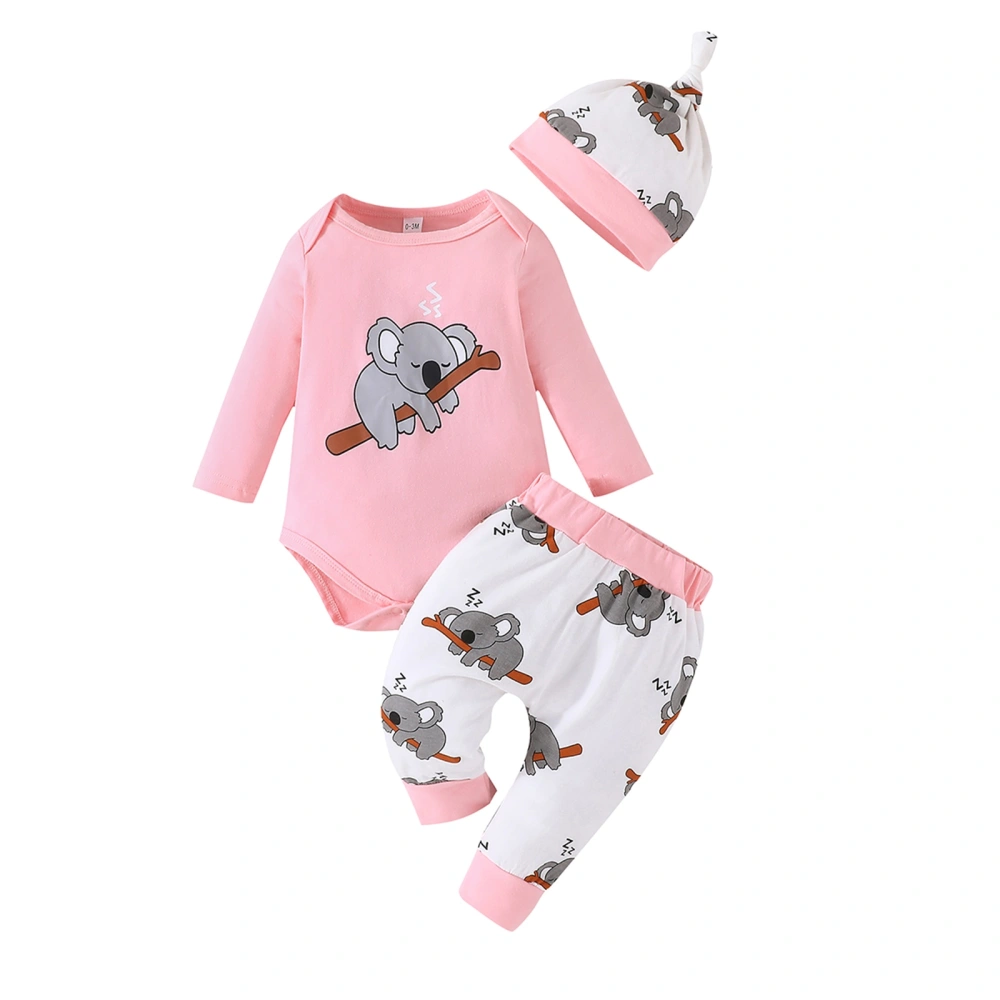 Baby 3 Piece Clothes Outfits Koala Print Rompers and Pants Beanie