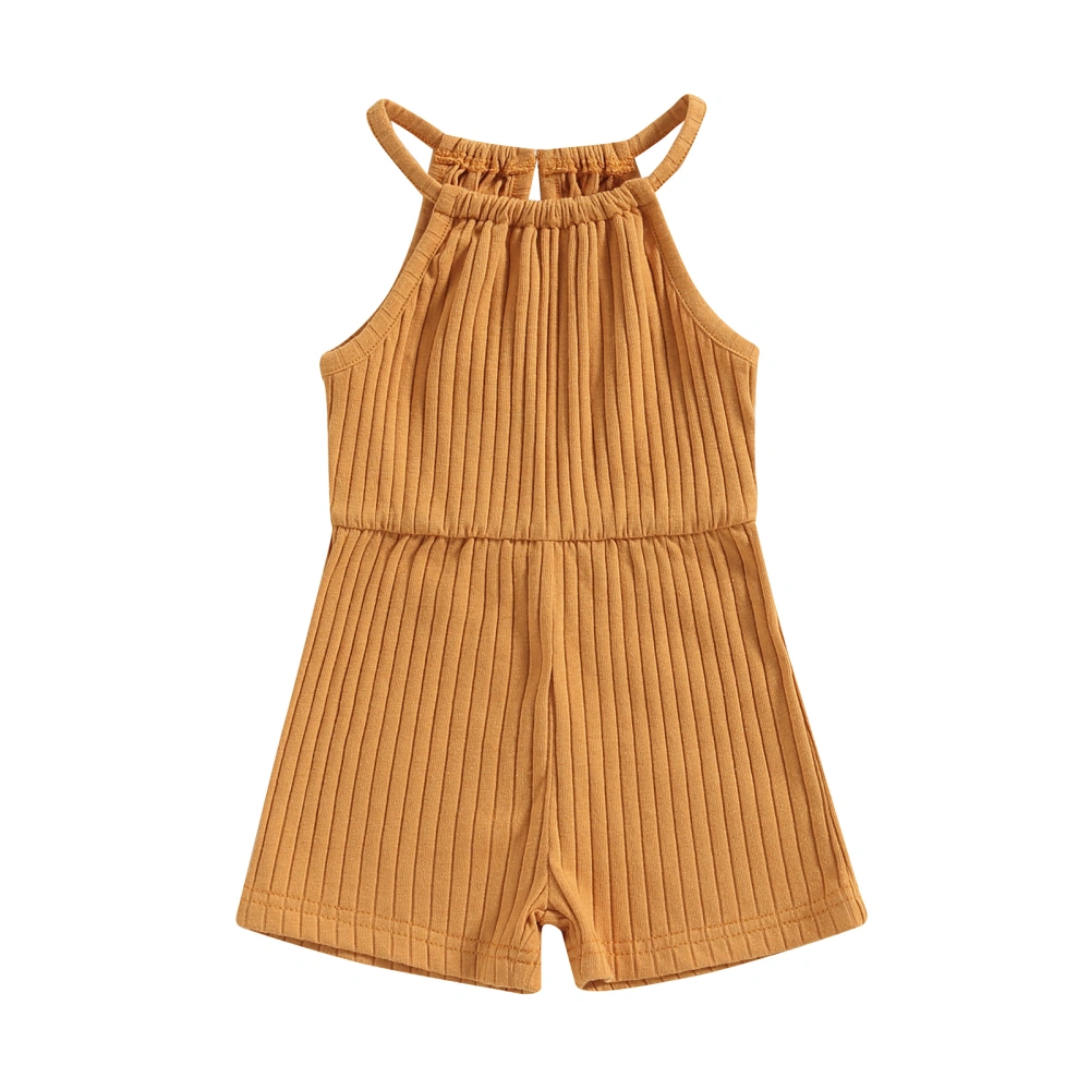 Baby Kid Girls Jumpsuit, Sleeveless Ribbed Solid Summer Short Bodysuit