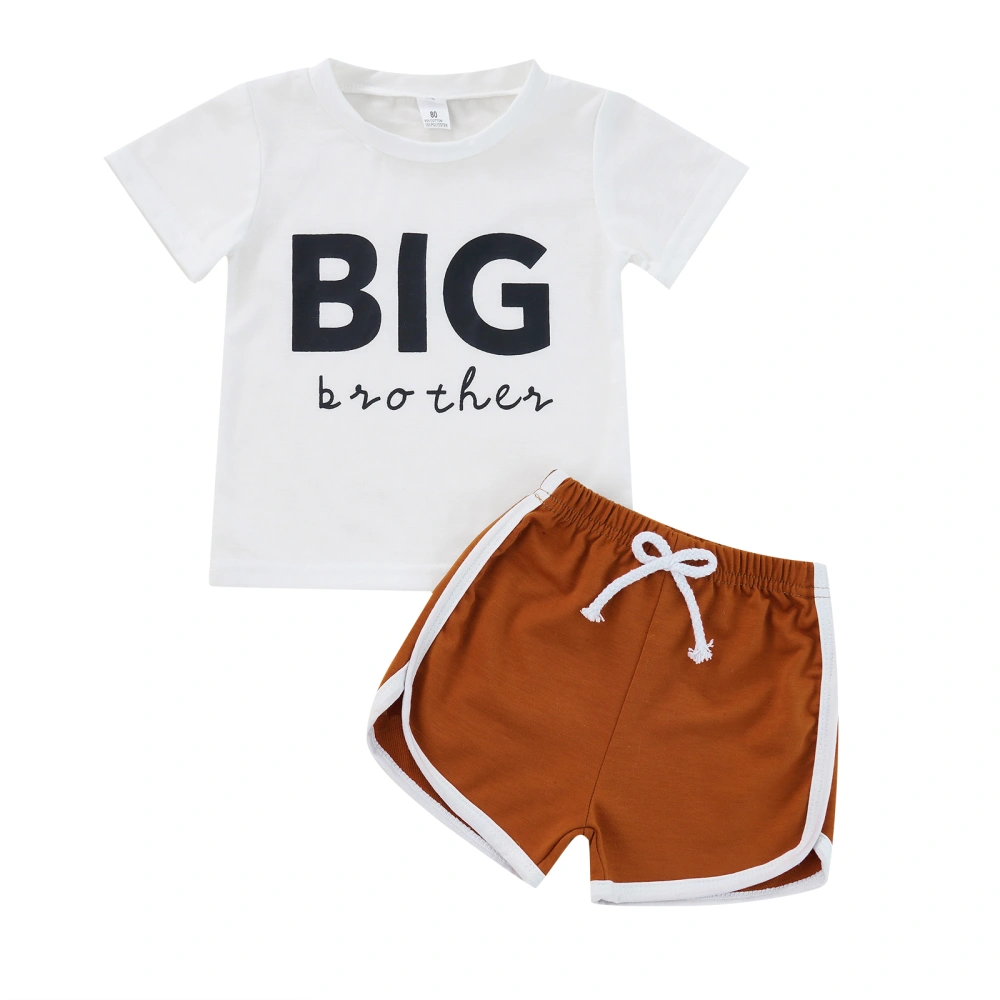 Boys 2PCS Outfits, Letter Short Sleeve O-Neck T-Shirt + Straps Shorts