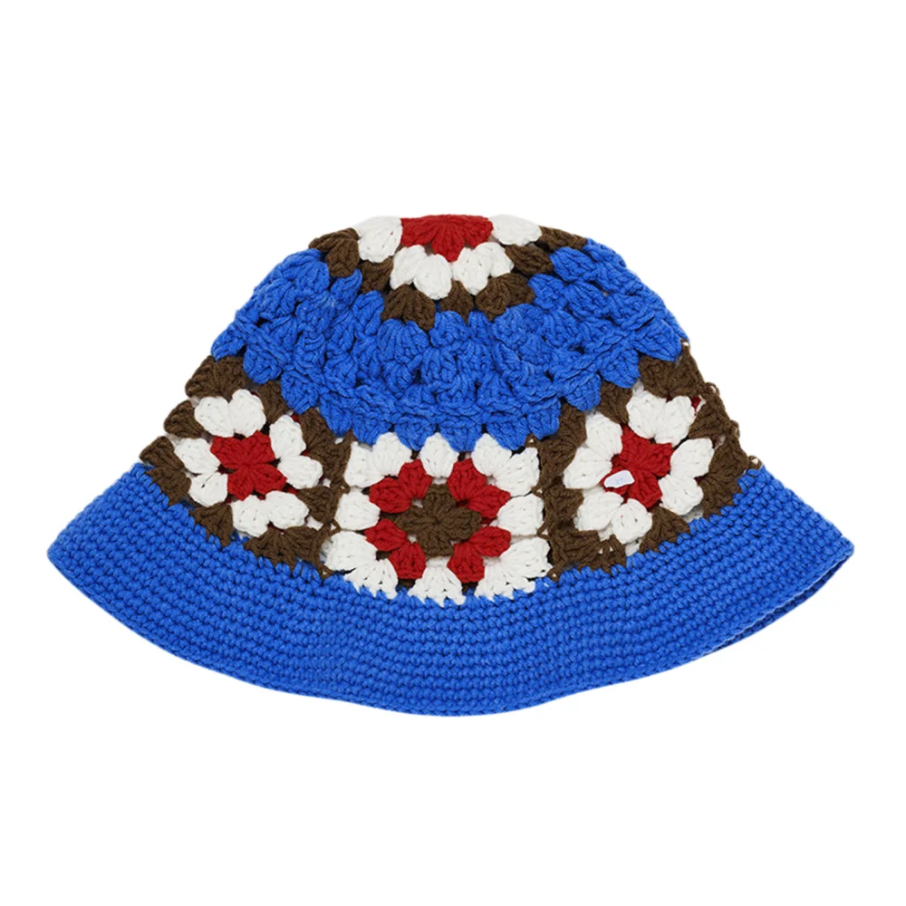 Women's Summer Flower Knitted Hat Handmade Crochet Basin Hat