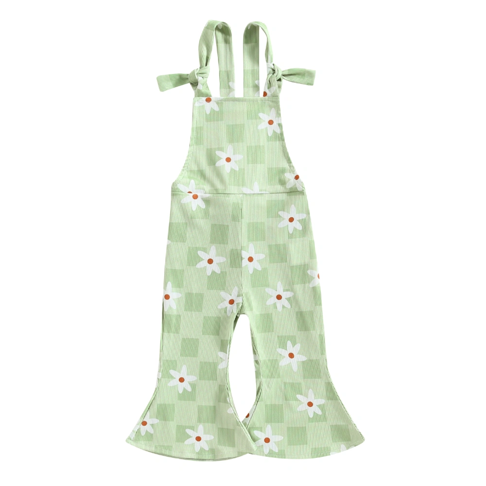 Toddler Girl Jumpsuit Overalls, Sleeveless Floral Romper Bell-Bottoms