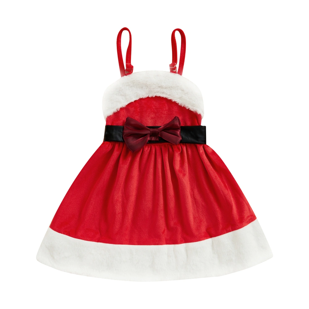 Kids Dress, Contrast Color Bowknot Sleeveless A-Line One-Piece