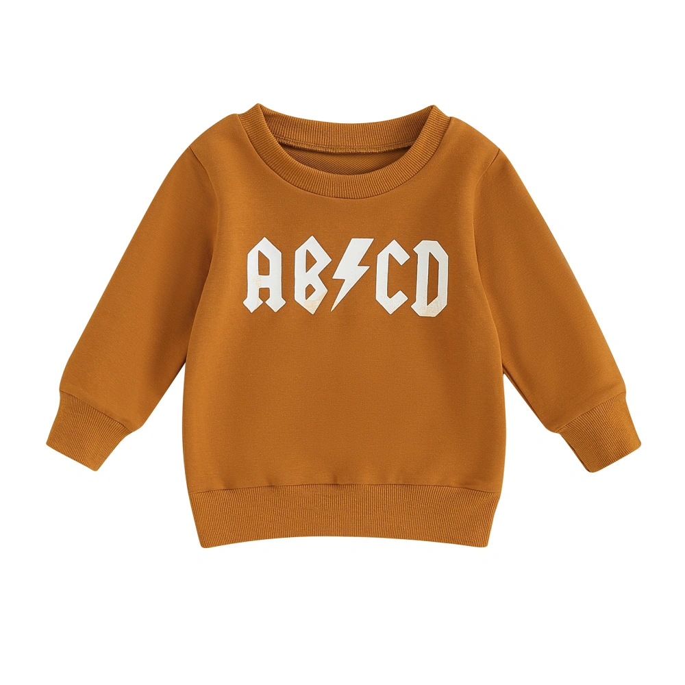 Kids Baby Sweatshirt Letter Print Round Neck Long Sleeve Pullovers Autumn Tops for Toddler Cute Fall Clothes