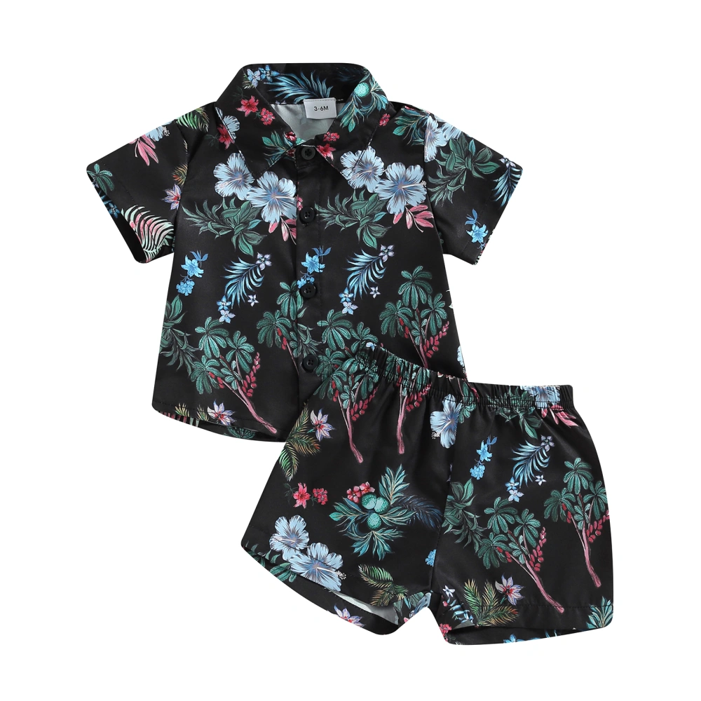 Baby Boys Shorts Set Flower Print Short Sleeve Shirt + Shorts