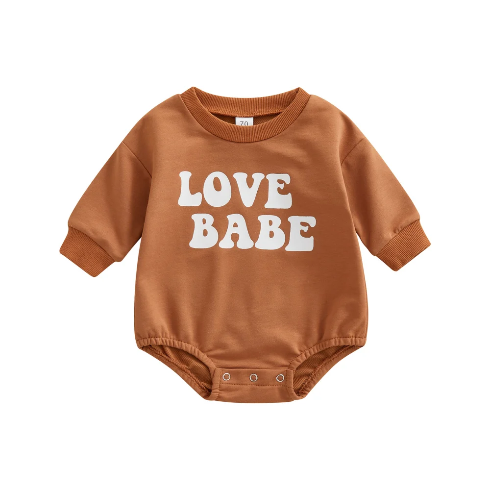 Baby Sweatshirt Rompers Letter Print Casual Long Sleeve Jumpsuit