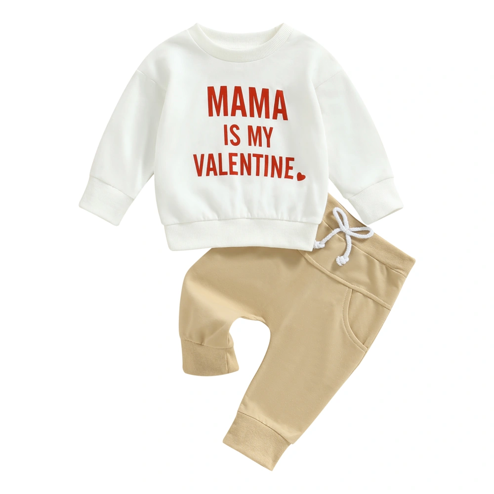 Valentine's Day Boys 2pcs Outfits Letter Print Sweatshirt and Pants