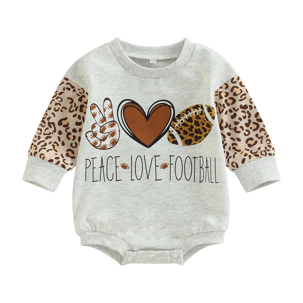 Toddler Rompers Rugby Printed Leopard Patchwork Long Sleeve Jumpsuit