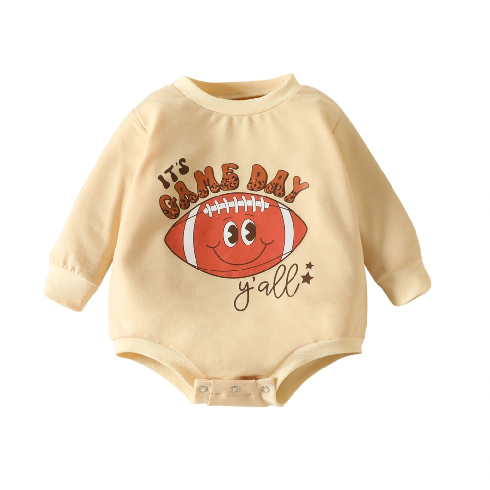 Baby Game Day Romper, Long Sleeve Football Bodysuit One-piece Outfit