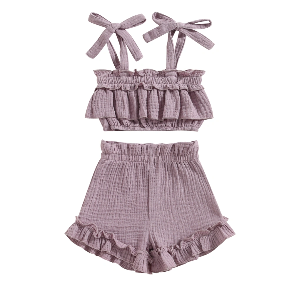 Kids Girls Summer Clothes Outfits Solid Color Sling Tank Tops Shorts