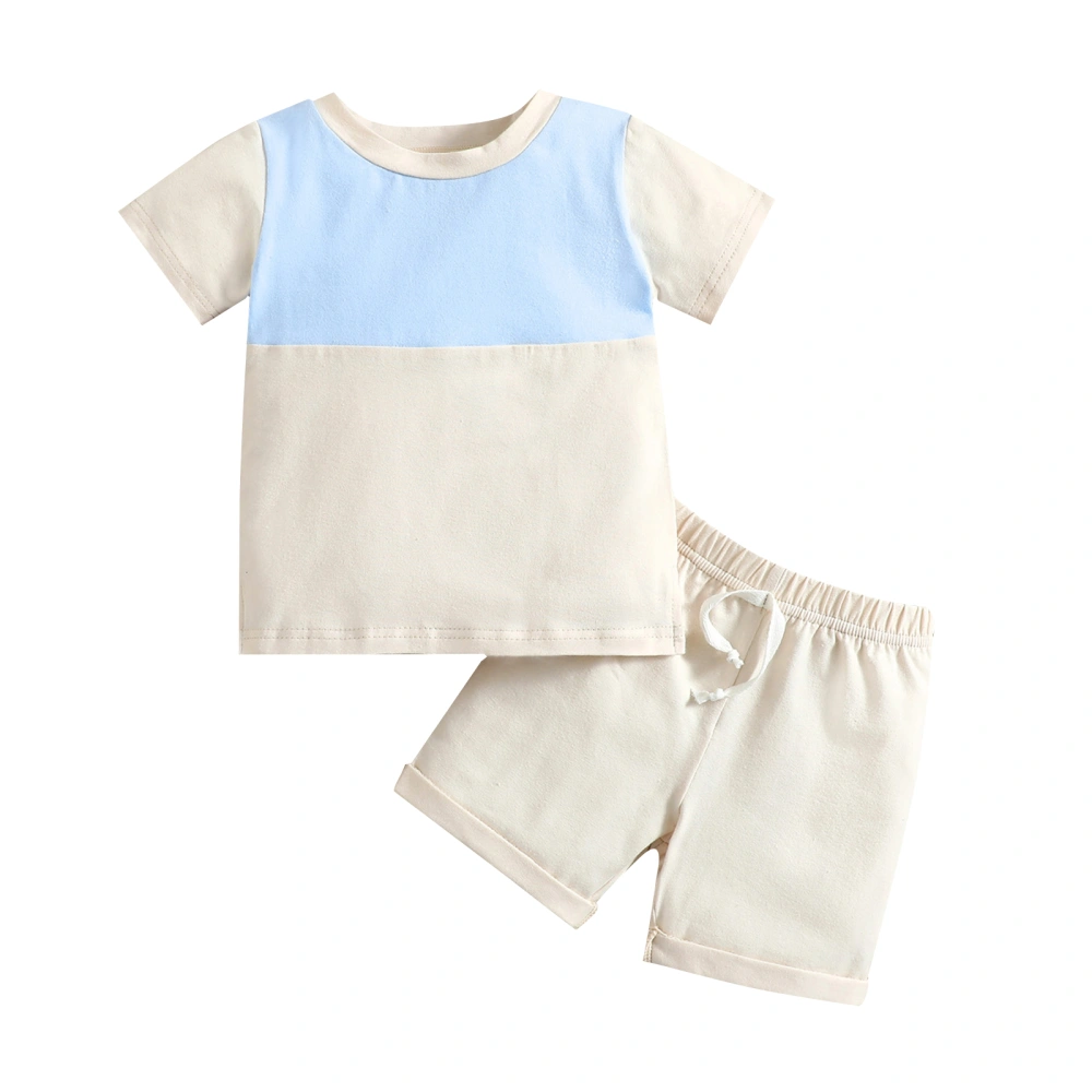 Baby Boys Summer Outfits Contrast Color Short Sleeve Tops and Shorts