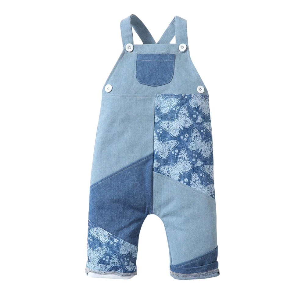 Infant Baby Girls Casual Romper, Butterfly Patchwork Long Jumpsuit