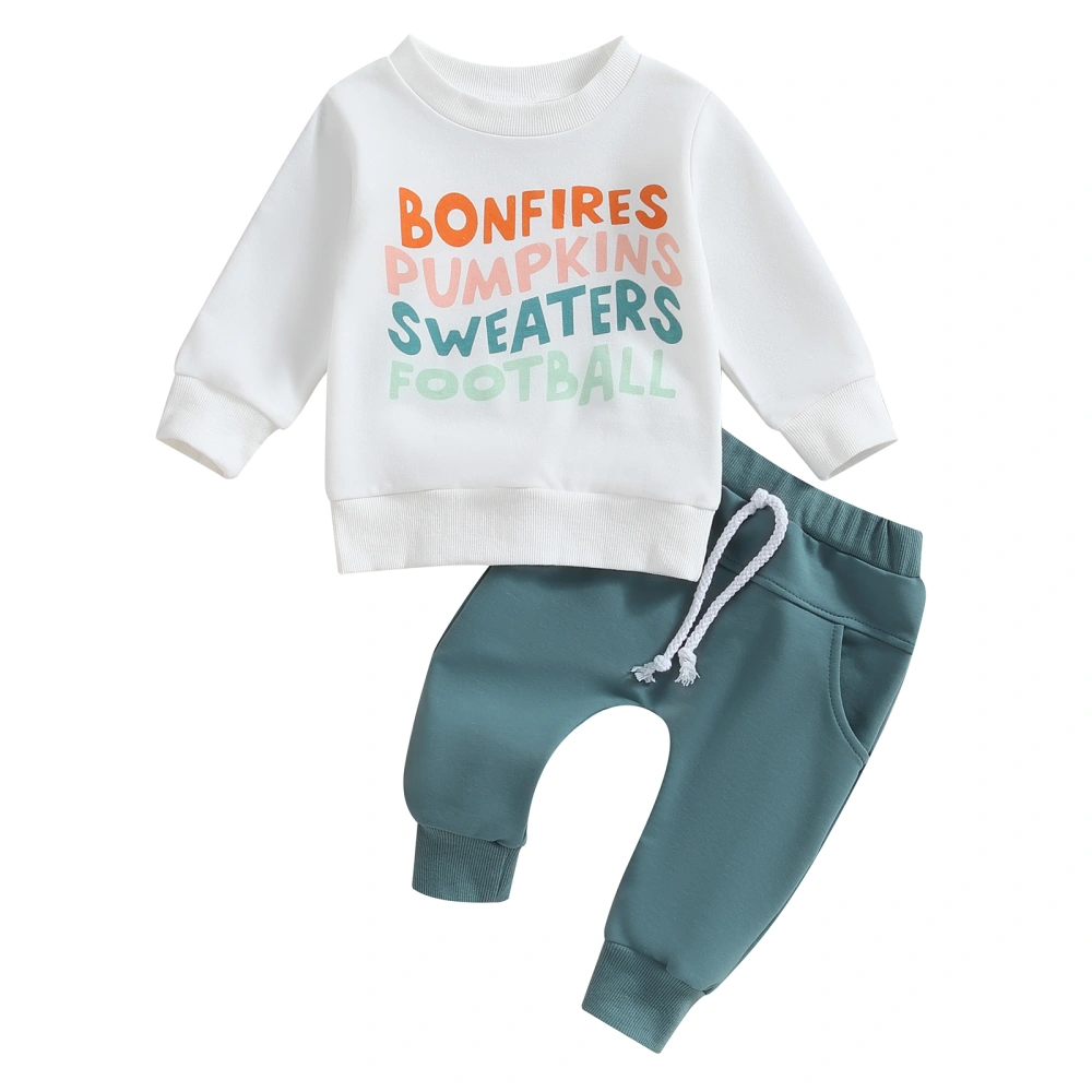 Boys Long Sleeve Letter Print Sweatshirt and Drawstring Pants Sets