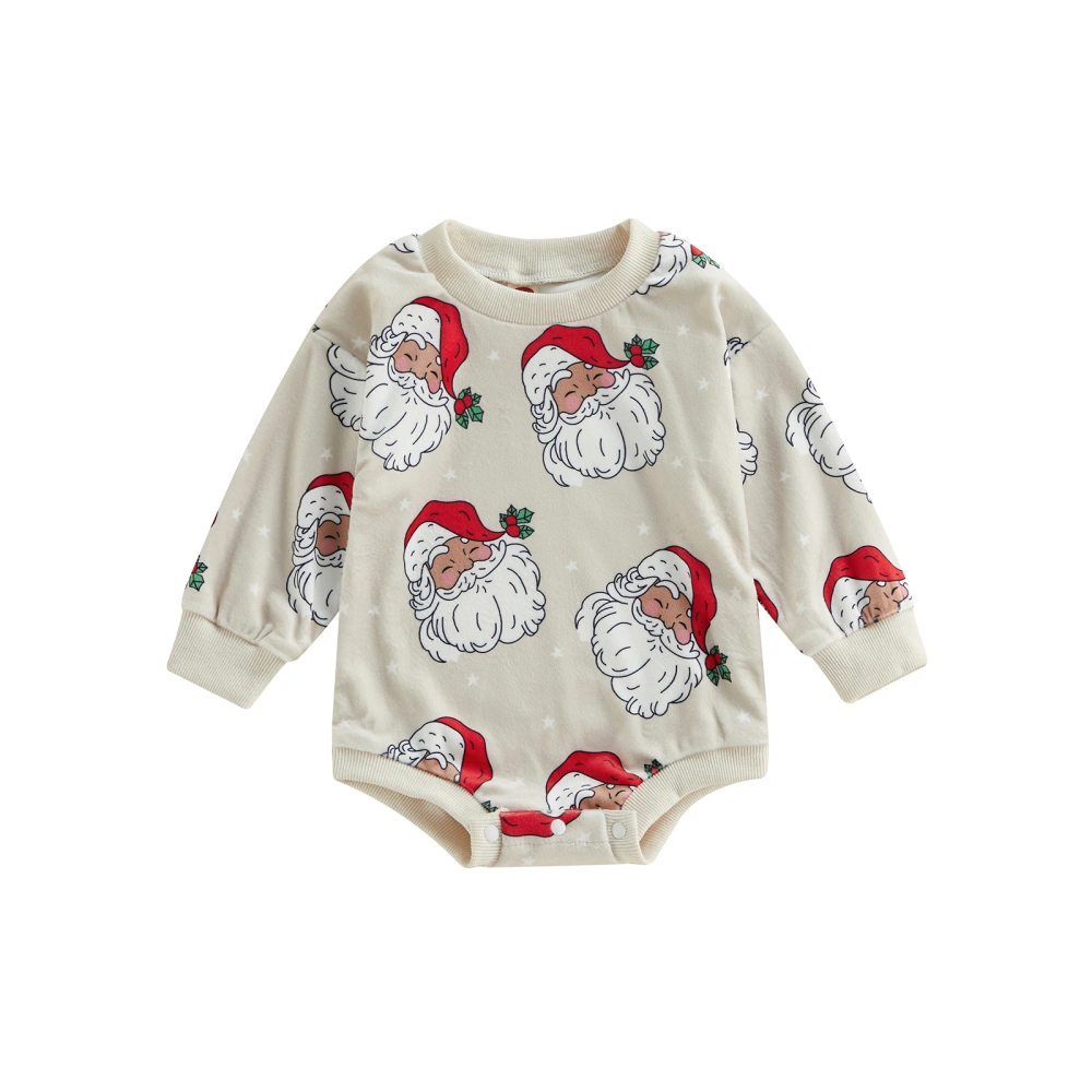 Christmas Baby Rompers Santa Print Long Sleeve Sweatshirt Jumpsuit